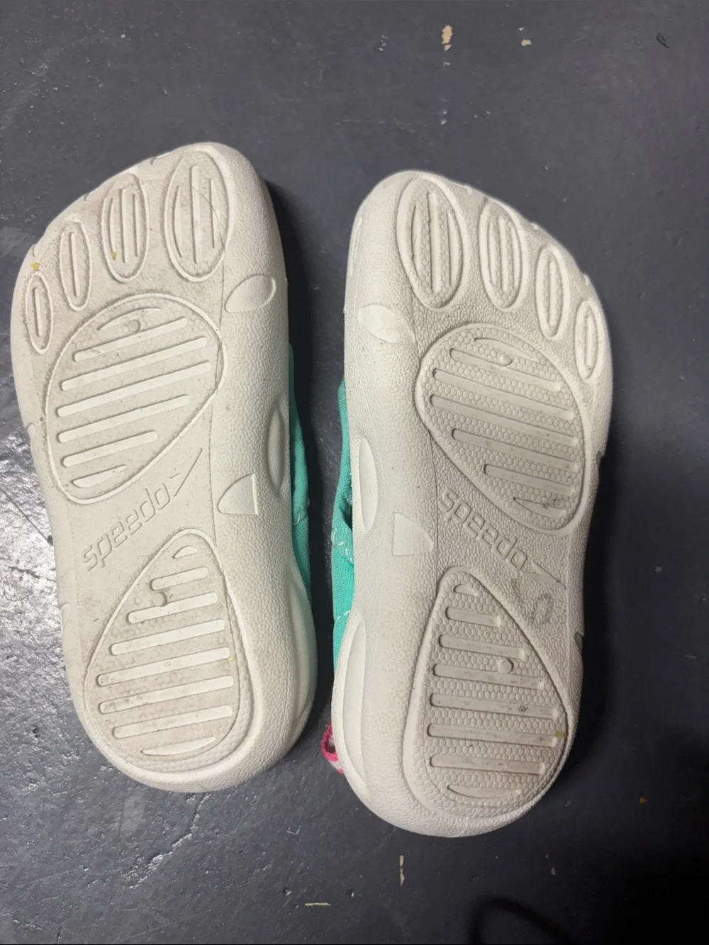 Kids SPEEDO Teal Slip-On Water Shoes with Pink Stripe